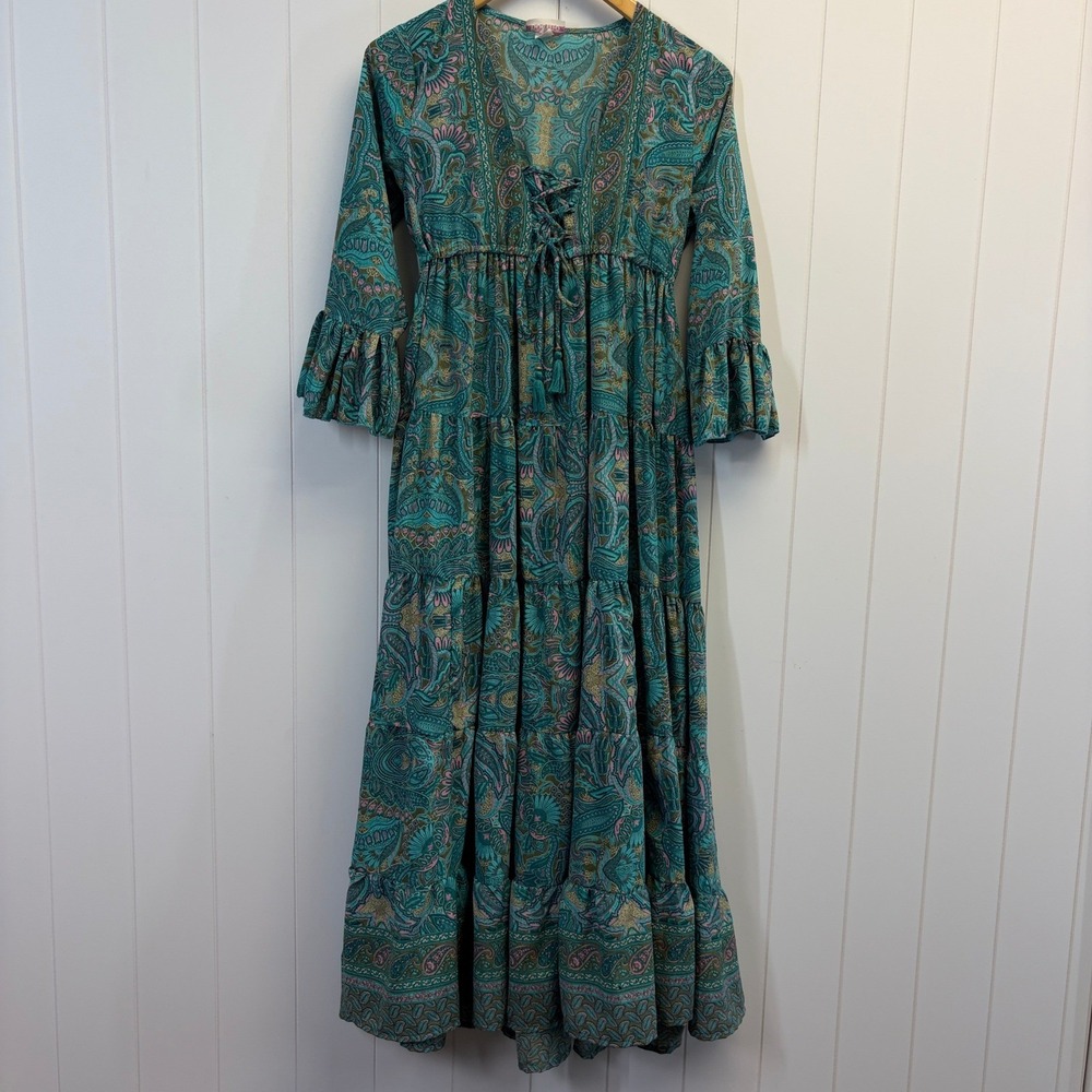 Anthropologie Boemo Cottage Tiered Maxi Dress Women Size S Milkmaid Ren Faire